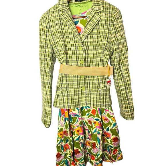 Green Plaid Theory Blazer Jacket Coat Wool Angora Blend Womens Sz 10 Tweed - Picture 5 of 16